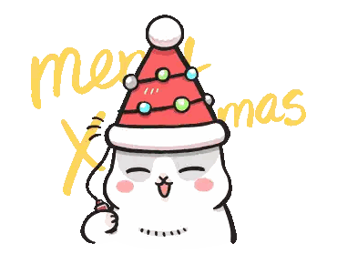 A Cartoon Of A Cat Wearing A Santa Hat With The Words Merry Xmas Written Behind It Sticker