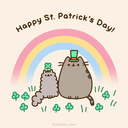 A Cartoon Of A Cat Wearing A Top Hat With The Words " Happy St. Patrick 'S Day " Below It GIF