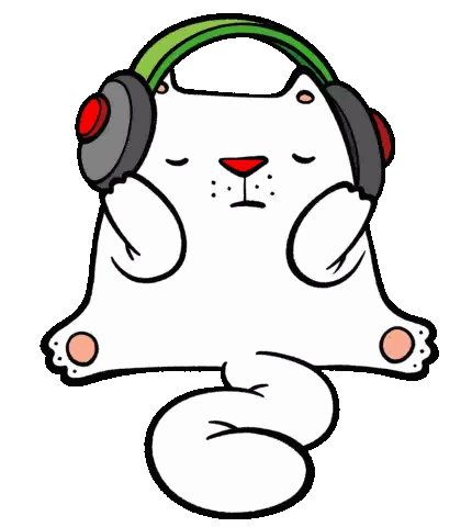 A Cartoon Of A Cat Wearing Headphones And A Martini Glass . Sticker