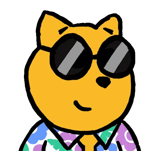 A Cartoon Of A Cat Wearing Sunglasses And A Floral Shirt Sticker
