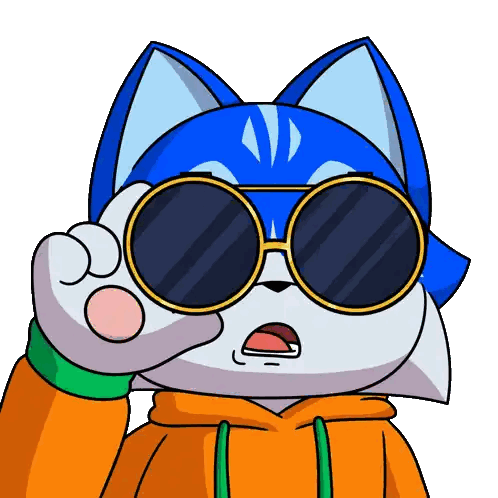A Cartoon Of A Cat Wearing Sunglasses And An Orange Hoodie Sticker