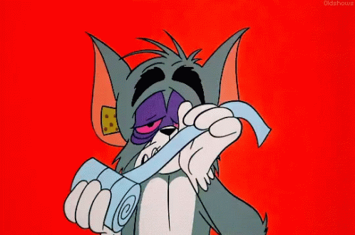 A Cartoon Of A Cat With A Bandage On His Face GIF