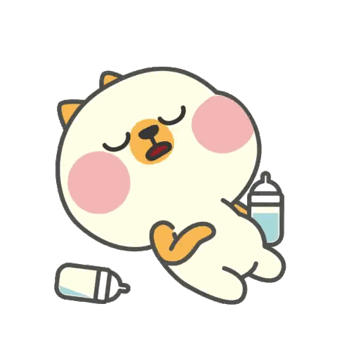 A Cartoon Of A Cat With A Bottle Of Milk Sticker