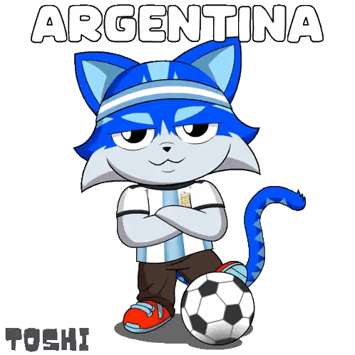 A Cartoon Of A Cat With A Soccer Ball And The Word Argentina Below It Sticker