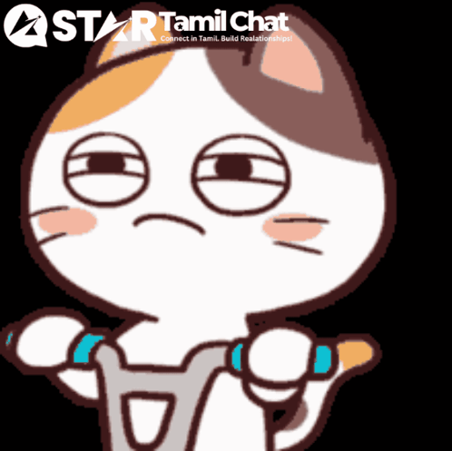 A Cartoon Of A Cat With A Star Tamil Chat Logo GIF