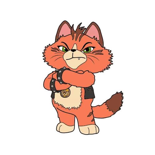 A Cartoon Of A Cat With A W On His Chest Sticker