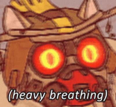 A Cartoon Of A Cat With Big Red Eyes And The Words Heavy Breathing . GIF
