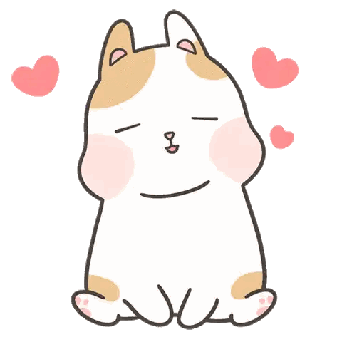 A Cartoon Of A Cat With Hearts Around It GIF