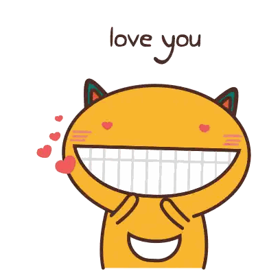 A Cartoon Of A Cat With Hearts On Its Face And The Words Love You Below It Sticker