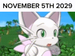 A Cartoon Of A Cat With The Date November 5Th 2029 GIF