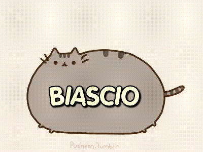 A Cartoon Of A Cat With The Word Biascio Written On It GIF