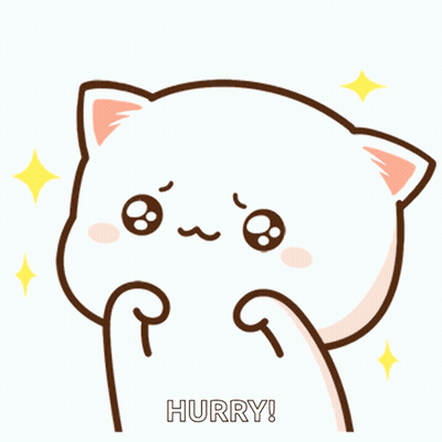A Cartoon Of A Cat With The Word Hurry Written Below It GIF