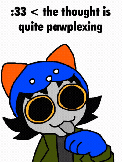 A Cartoon Of A Cat With The Words 33 < The Thought Is Quite Pawplexing On The Bottom GIF