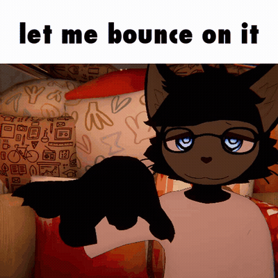 A Cartoon Of A Cat With The Words Let Me Bounce On It Above It GIF