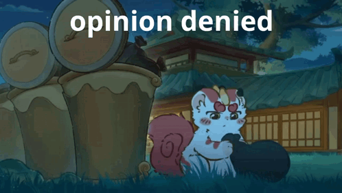 A Cartoon Of A Cat With The Words Opinion Denied Behind It GIF