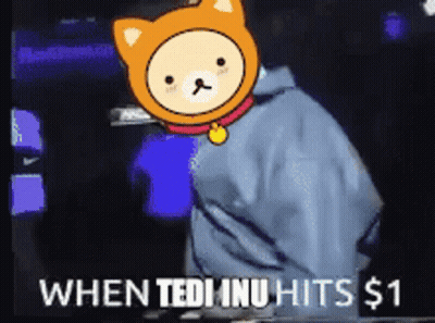 A Cartoon Of A Cat With The Words When Tedinu Hits $ 1 GIF