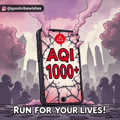 A Cartoon Of A Cell Phone With Aqi 1000+ On It GIF