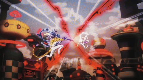 A Cartoon Of A Cheetah Fighting Another Cheetah In A Battle GIF
