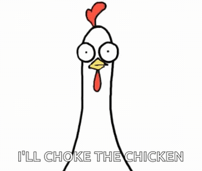 A Cartoon Of A Chicken Being Choked By A Hand . GIF