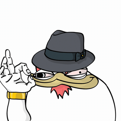 A Cartoon Of A Chicken Wearing A Hat And A Watch GIF