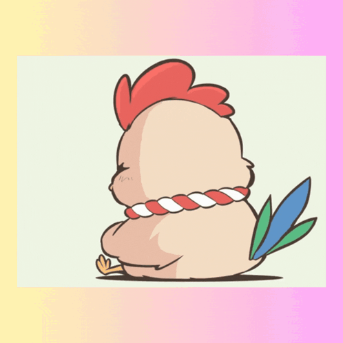 A Cartoon Of A Chicken With A Rope Around Its Neck And The Word Spirit Underneath It GIF