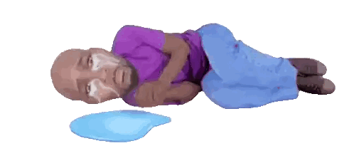 A Cartoon Of A Child Laying On The Ground With Tears Coming Out Of His Eyes Sticker