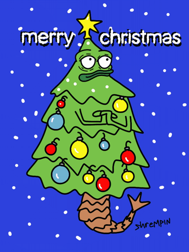 A Cartoon Of A Christmas Tree With The Words Merry Christmas Written Above It GIF