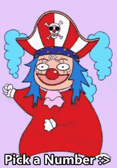 A Cartoon Of A Clown Wearing A Pirate Hat Says Pick A Number > GIF