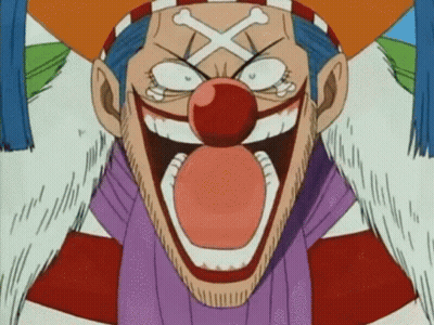 A Cartoon Of A Clown With A Red Nose And Crossbones On His Head GIF