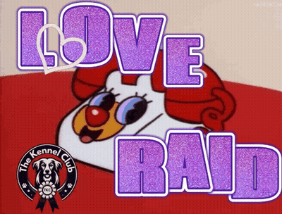 A Cartoon Of A Clown With The Words Love Raid On It GIF