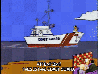 A Cartoon Of A Coast Guard Boat With The Producer John Saxton Welder At The Bottom GIF