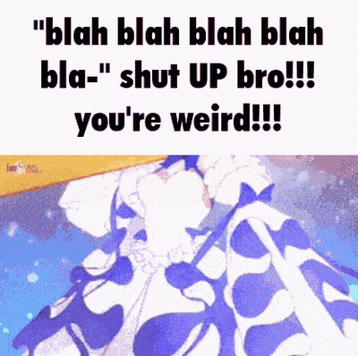 A Cartoon Of A Cow With The Words " Blah Blah Blah Blah Bla- " Shut Up Bro GIF