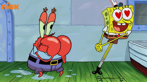 A Cartoon Of A Crab And Spongebob With A Nick Logo In The Corner GIF