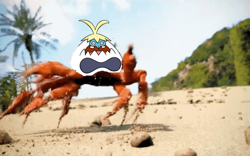A Cartoon Of A Crab With A Surprised Face On It GIF