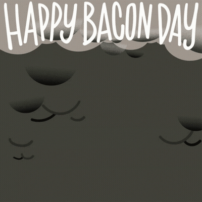 A Cartoon Of A Crocodile Holding An Umbrella With The Words Happy Bacon Day Behind Him GIF