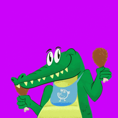 A Cartoon Of A Crocodile With The Words Happy Written Above It GIF
