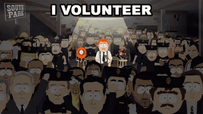 A Cartoon Of A Crowd Of People With A Sign That Says South Park Behind Them GIF