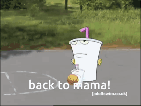 Cup With Straw And Basketball Says Back To Mama GIF