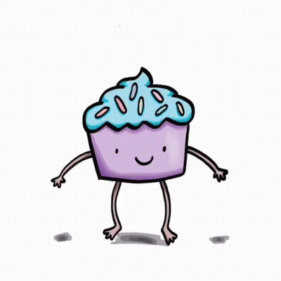 A Cartoon Of A Cupcake With Arms And Legs GIF