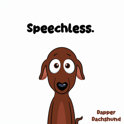 A Cartoon Of A Dachshund With Speechless Written On The Bottom GIF
