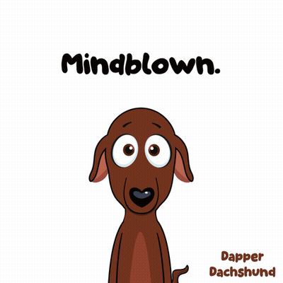 A Cartoon Of A Dachshund With The Words Mindblown Underneath It GIF