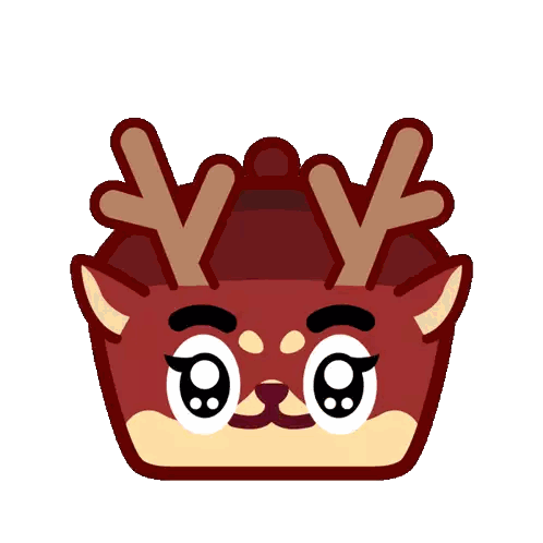 A Cartoon Of A Deer With Antlers And Big Eyes Sticker