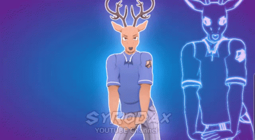 A Cartoon Of A Deer With Antlers Standing In Front Of A Youtube Channel GIF