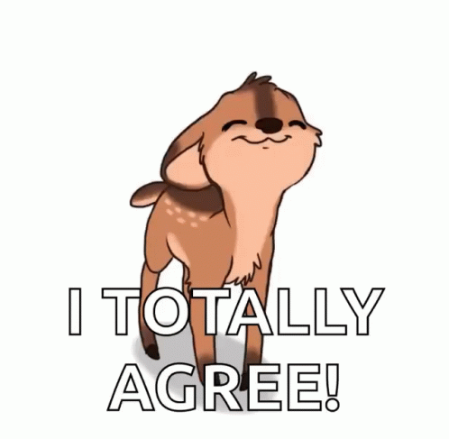 A Cartoon Of A Deer With The Words I Totally Agree Below It GIF