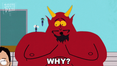 A Cartoon Of A Devil Asking The Question Why GIF