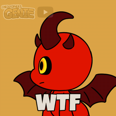 A Cartoon Of A Devil With The Word Wtf On The Bottom GIF