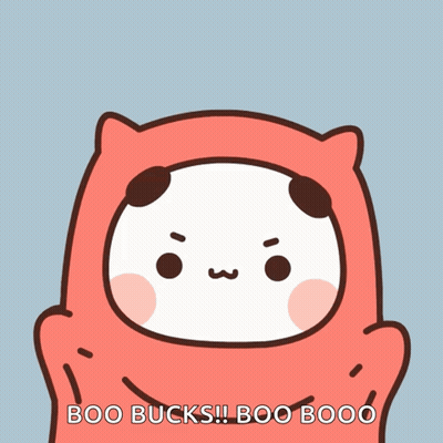 A Cartoon Of A Devil With The Words Boo Bucks Written On It GIF