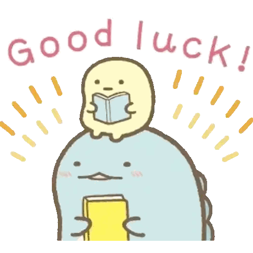 A Cartoon Of A Dinosaur Reading A Book With The Words Good Luck Written Below It Sticker