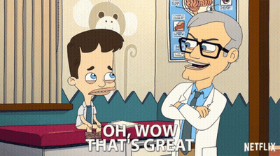 A Cartoon Of A Doctor Talking To A Boy With The Words Oh Wow That 'S Great GIF