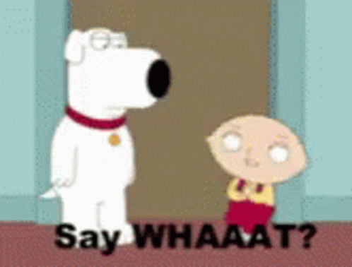 A Cartoon Of A Dog And A Boy Standing Next To Each Other With The Caption Say Whaaat GIF